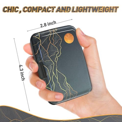 Credit Card Holder, Mini RFID Small Aluminum Card Wallet Business Card Case | Blocking Slim Metal RFID Blocking Front Pocket Wallet Hard Case Durable CC Holder for Men Boy, Cool Abstract Mountain - color: Cool Abstract Mountain
