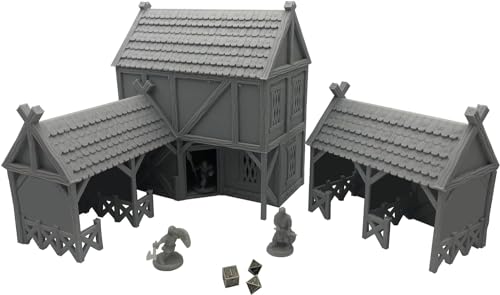 Hautico Architectural Terrain Set for 28mm Miniatures Wargame, 3D Printed and Paintable, Gift for Hobby Enthusiasts (Viking Building)