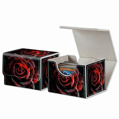 Strong Magnet Card Case Deck Box Mtg Card Box Playing Card Box Magic Deck Box Tcg Up to 200 Cards Creative Pattern Trading Card Storage Box for Collectible Card Games, Black And Red Roses - color: Black And Red Roses