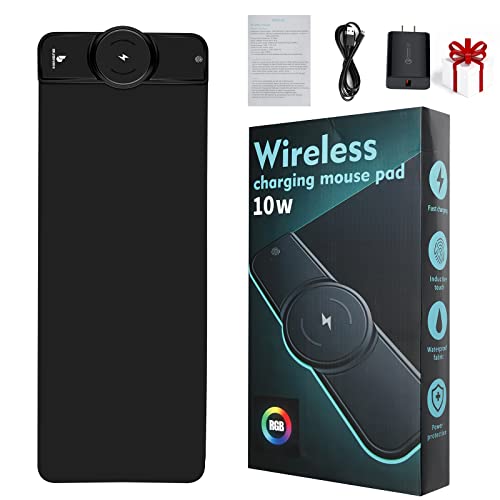 Gaming Mouse Pad,Wireless Mouse Pad Charging,15W Fast Charging | For PC Keyboard Gaming Home&Office,10 Lighting Modes,Support Mobile Phone Devices,Desk Accessories,31.5"X11.8"Black - color: Black
