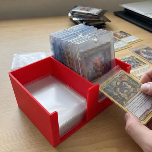 Card Care Lite - Toploader Dispenser Stackable Card Storage Box - Penny Sleeve Holder (Red) - color: Red