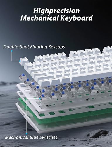 Wireless Mechanical Keyboard and Mouse Combo, 98-Key Gaming Keyboard with RGB Backlit, Tri-Mode BT5.0/2.4G/USB-C, 4000mAh Battery, 3200 DPI Gaming Mouse with Mouse Pad for PC, Laptop, Tablet(White) - color: White-