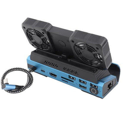 9 in 1 Docking Station for & Handheld Consoles, RGB Dual Cooling Fan, 4K 60Hz HD Multimedia Interface, Gigabit Ethernet, 100W PD, 4X USB 3.0 Ports