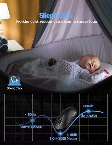 TECKNET Wireless Mouse, 2.4G Computer Mouse for Laptop, 4800 DPI Silent Mouse with USB Receiver, Slim Portable Travel Mouse Compatible with MacOS Windows Android PC Chromebook, 18 Months Battery Life - color: Black & Grey