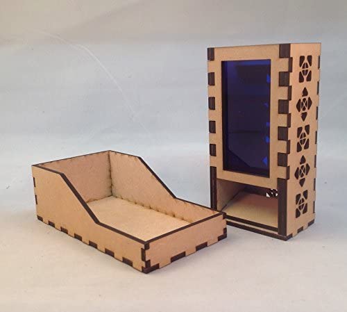 Mini Dice Tower v1 Dark Blue Acrylic Window Laser Cut MDF Unique Fast Shipping