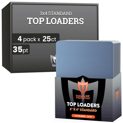 Max Protection 35pt Top Loaders for Cards - Premium 3x4 Inch Trading Card Toploaders - Protect Your Baseball and Sports Cards with These Crystal Clear Hard Plastic Sleeves Protectors (100 Toploaders) - size: 100 Toploaders