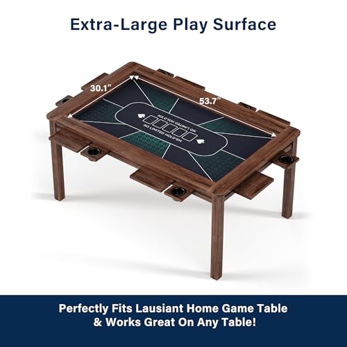 LAUSAINT HOME Poker Table Top Mat, No Crease EVA Poker Mat for Board Game Table Cover Layout Design, 6-8 Players Folding Portable Gaming Table Top, Texas Hold'em Blackjack, Casino, Card Game Night - size: Rectangle