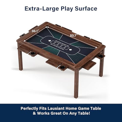 LAUSAINT HOME Poker Table Top Mat, No Crease EVA Poker Mat for Board Game Table Cover Layout Design, 6-8 Players Folding Portable Gaming Table Top, Texas Hold'em Blackjack, Casino, Card Game Night - size: Rectangle