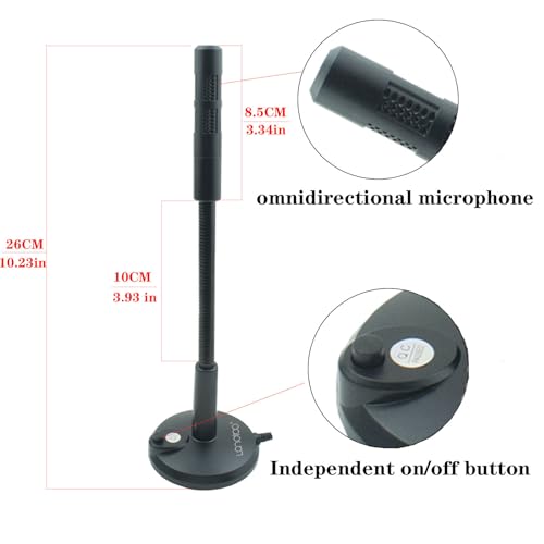 LANDIBO 3.5mm Male Microphone, Plug and Play Desktop Laptop gooseneck Microphone, Suitable for Games, Meetings, Recording, podcasts, Games, and Online Chat