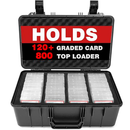 Graded Card Case, Trading Card Storage Box for Card Slab | Graded Card Slab Case - Storage Box for 120+ CSG, BGS, SGC, Top Loaders Graded Sports Trading Cards with 6 EVA Foam - size: XXL (holds 120+ Graded Cards)