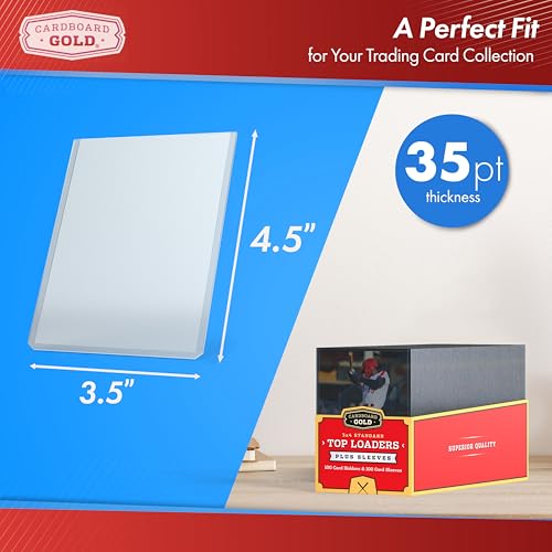 Cardboard Gold 35pt Top Loaders for Cards - 1000 Count w/Bonus Sleeves | Rigid PVC Trading Protectors, Soft Penny Sleeve Inserts Included, Baseball, TCG, Football, Bulk Collectible Accessory, Sport - size: 1000 Toploaders