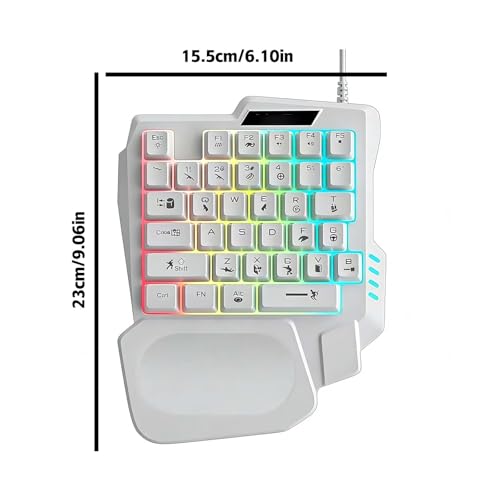 35 Keys One Handed Gaming Keyboard, Wired One-Handed Keypad with Mechanical Feel, Non Transparent Keycaps, Full N-Key Rollover, Ergonomic Wrist Rest, Plug and Play for PC Laptop Tablet (Black) - color: Black