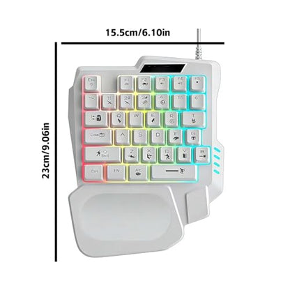 35 Keys One Handed Gaming Keyboard, Wired One-Handed Keypad with Mechanical Feel, Non Transparent Keycaps, Full N-Key Rollover, Ergonomic Wrist Rest, Plug and Play for PC Laptop Tablet (Black) - color: Black