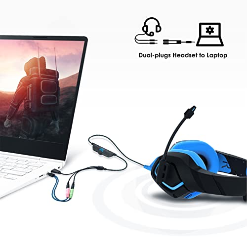 MillSO Headphone Mic Splitter [2 Pack] 3.5mm Headset Adapter 2 TRS Female to TRRS Male CTIA Stereo Audio Mic Jack Y Splitter for Dual-Plug Gaming Headset to Xbox, PS4, Phone, Laptop, PC - size: 2 Pack / 0.6 Feet