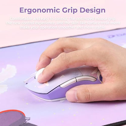 DAREU Wireless Gaming Mouse with Charging Dock Rechargeable RGB,12K DPI,6 Programmable Buttons High-Precision Sensor [300IPS] [1000Hz] for PC Notebook Mac - color: Dream Purple & Charging Dock