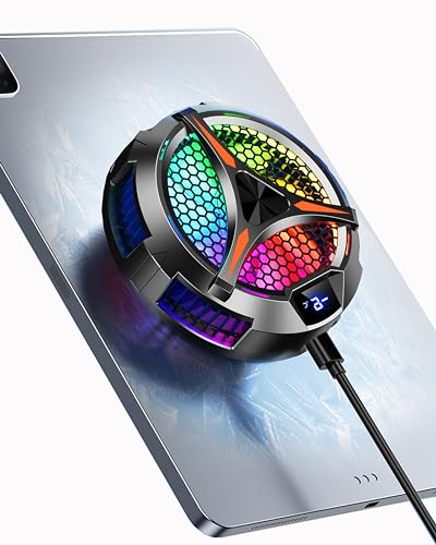 iPad Cooler, Magnetic Tablet Cooler for Surface pro/Samsung Tab/Steam Deck, iPad Cooling Fan with Temperature Monitor LED Gaming Light for Mobile Gaming, Tiktok Live Streaming