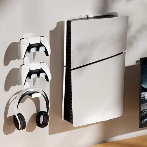 ZYTHRONE Wall Mount for PS5/PS5 Slim/PS5 Pro Console-, Sturdy Metal Bracket Compatible with All PlayStation 5 Models(Digital and Disc),+1Controller Headphone Holder, Sturdy and Not Fall Off, Black - color: Black