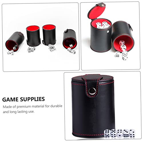 KOMBIUDA Leather Dice Cup Set Lid Double-Layer PU Leather Shaking Dice Container for and Board Games Portable Storage Cup for Game Players