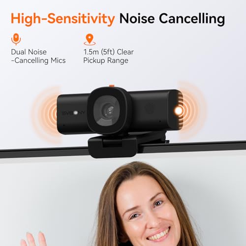 SVBONY 2K Webcam for PC with Low-Light 3D Noise Reduction for Remote Work | with Low-Light 3D Noise Reduction&Dual AI-Noise Canceling Mics, Privacy Cover, USB A-to-C, 3X Digital Zoom, with Tripod