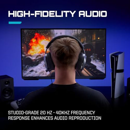 RIG R5 Spear PRO HS Wired Gaming Headset Officially Licensed PlayStation | PS5, PS4, PC - 40mm Graphene Drivers, Tempest 3D Audio, Flip-to-Mute Mic, Memory Foam Cushions - Universal 3.5mm -Black - color: Black