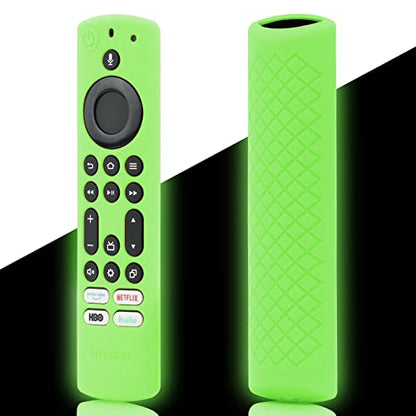 LEFXMOPHY 6.2 Inch 4K Max 2nd Gen Remote Cover 2023 for Toshiba and Insignia TV Voice Control NS-RCFNA-21, Green Silicone Protective Case Skin Glow in Dark - color: Glow Green