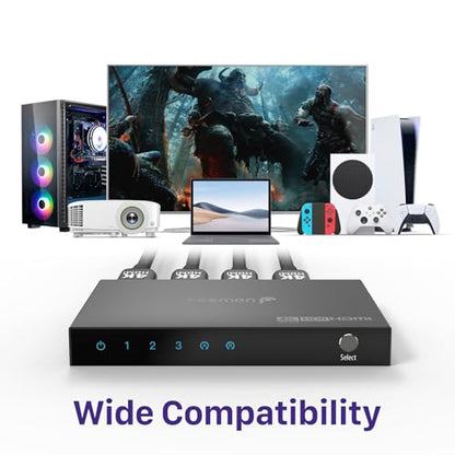 Fosmon 3-Port HDMI 4K Switch with Remote, Support 4K@60Hz HDCP 2.2 High Speed 18Gbps 3 in 1 Out Auto-Switching 3x1 HDMI 2.0 Switcher Splitter Hub Compatible with PS5, Xbox X, Apple TV - style: 4K HDMI Switch 3 In 1 Out