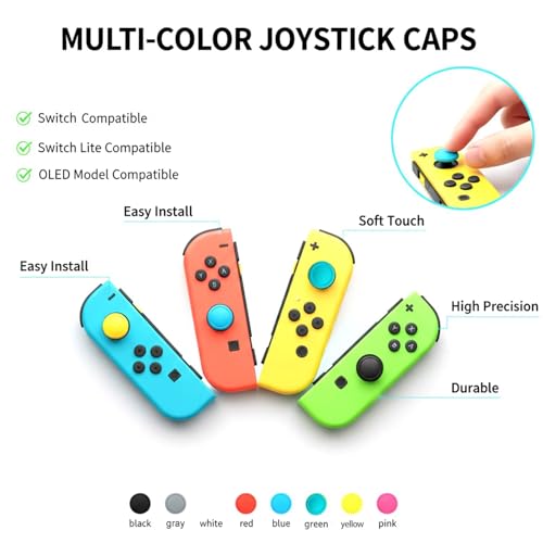 Ferkurn Joystick Replacement Cap Thumb Grip for Switch OLED & Switch Lite, Joystick Grip Button Stick Cover 3D Analog Cap Skin Replacement Part Repair Kit Accessories, 8 PCS - color: Green
