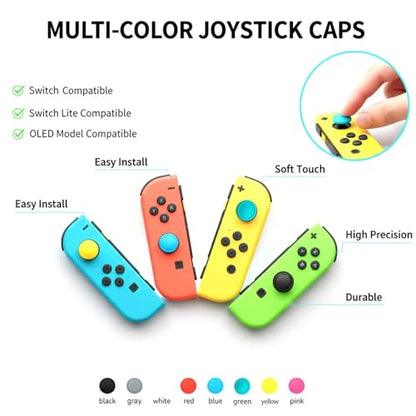 Ferkurn Joystick Replacement Cap Thumb Grip for Switch OLED Joycon & Switch Lite, Joycon Grip Button Stick Cover 3D Analog Cap Skin Replacement Part Repair Kit Accessories, 6PCS - color: Green