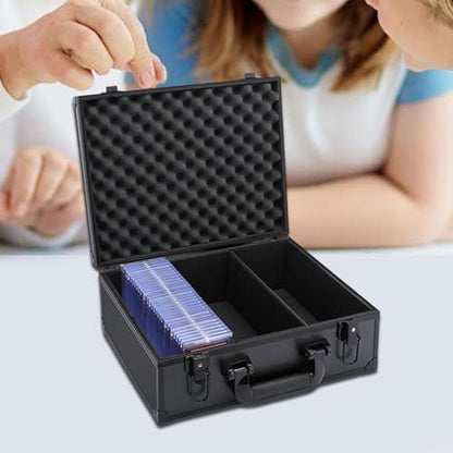 Card Storage Box Aluminum Alloy Card Storage Case with Trading Card Collection Box EVA Foam Protection Organizer for, 3 Compartments - size: 3 Compartments
