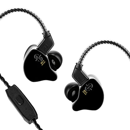 Kinboofi CCZ Melody Wired Headphones, Dynamic Hybrid Dual Driver in Ear Earphones 1BA+1DD HiFi Wired Headphones Musicians IEM Upgrade Deep Bass Suitable for Bass Vocals Pop Folk ACG (with MIC, Black)… - color: Dark, size: With Mic, style: With Mic