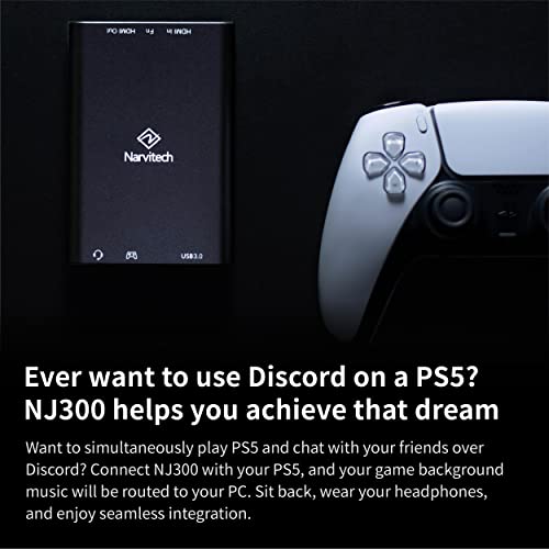 NJ300 HDMI Capture Card, 4K60 Passthrough, 1080P60 Recording, Plug & Play, Low Latency Streaming for Switch 2, PS5, Xbox, PC & Mac. Supports Party Chat Capture.