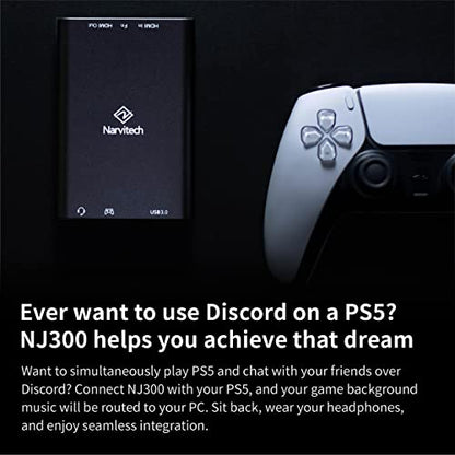 NJ300 HDMI Capture Card, 4K60 Passthrough, 1080P60 Recording, Plug & Play, Low Latency Streaming for Switch 2, PS5, Xbox, PC & Mac. Supports Party Chat Capture.