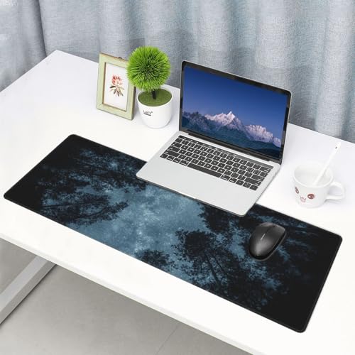 Night Sky Forest Mouse Pad XL Large Mousepad Non Slip Rubber Base Desk Mat for Laptop Computer Gaming 31.5" X 12" - color: Night Sky Forest