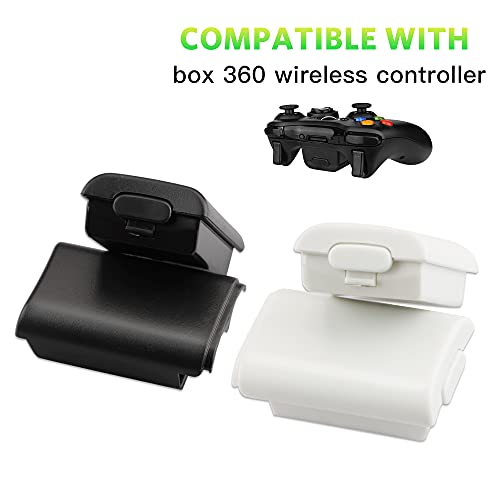 Xahpower Battery Pack Cover for Xbox 360, Replacement Battery Pack Cover Shell Repair Part Compatible with Xbox 360 Wireless Controller(4 Pack, Black, White)