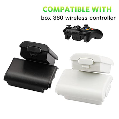 Xahpower Battery Pack Cover for Xbox 360, Replacement Battery Pack Cover Shell Repair Part Compatible with Xbox 360 Wireless Controller(4 Pack, Black, White)