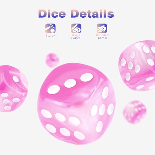 36 Pieces 12mm 6 Sided Mini Dice Set,Two Colours D6 Game Dice Set,6 Sided Standard Game Dice for Board Games Dice Games Classroom Teaching Dices Game,with Portable Gaming Box(Pink & White) - color: D6-pink & White