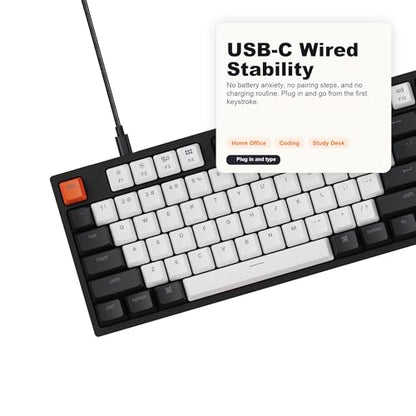 Keychron C1 Wired Mechanical Keyboard, TKL 87-Key Tenkeyless Gaming Keyboard for Mac Windows, Hot-Swappable Gateron G Pro Red Switches, White Backlit, USB-C, Double-Shot ABS Keycaps - color: Hot-swap Gateron G Pro Red Switch