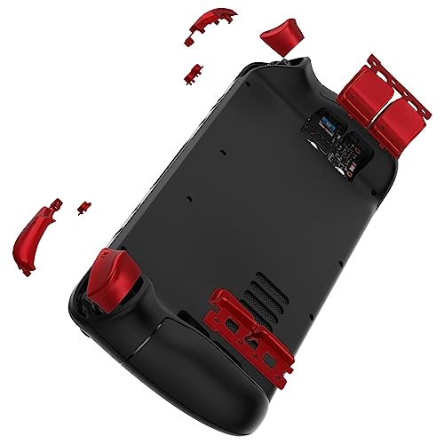 eXtremeRate Scarlet Red Replacement Full Set Buttons for Steam Deck, DIY Custom ABXY D-pad Trackpad Bumpers Triggers Buttons Screwdriver Tool for Steam Deck LCD Handheld Console - Console NOT Included - color: Scarlet Red
