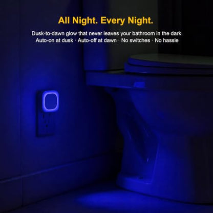 2 Pack Plug in Dimmable Night Light, Blue Nightlight, Auto Dusk to Dawn Sensor, LED Night Light, Soft Glow, Diffused Light for Bathroom, Hallway, Stairs, Kitchen, Bedroom | Auto Dusk to Dawn, Dimmable Reflected Light, Auto ON/OFF Eye-Care Plug in LED Nigh