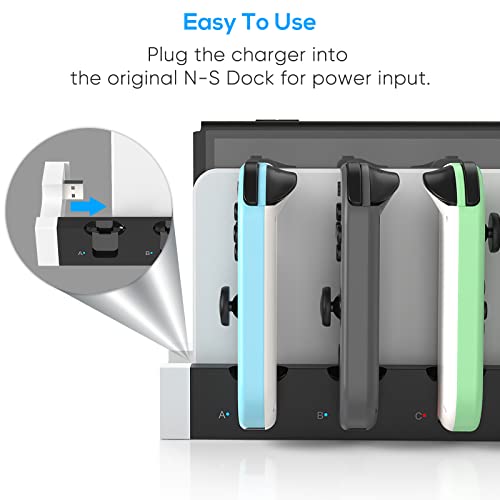 Charging Dock Compatible with Nintendo Switch & Switch OLED Model Joycons, Switch Controller Charger Dock Station for Joycon Charges up to 6pcs, Charging Stand Station for Nintendo Switch/OLED Model - color: Pure white