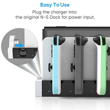 Charging Dock Compatible with Nintendo Switch & Switch OLED Model Joycons, Switch Controller Charger Dock Station for Joycon Charges up to 6pcs, Charging Stand Station for Nintendo Switch/OLED Model - color: Pure white