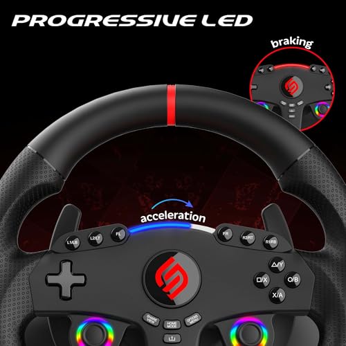 SUBSONIC Superdrive 270 GT Racing Wheel Xbox Series Switch 2/Switch PS4 PC | Steering Wheel, Dual Joysticks, Pedals, Gear Shifter for GTA 6 & Farming Simulator - Vibration, Diameter 27 cm, Rotation 270°