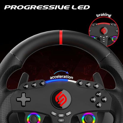 SUBSONIC Superdrive 270 GT Racing Wheel Xbox Series Switch 2/Switch PS4 PC | Steering Wheel, Dual Joysticks, Pedals, Gear Shifter for GTA 6 & Farming Simulator - Vibration, Diameter 27 cm, Rotation 270°