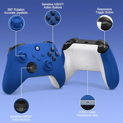 ADHLEK For Xbox Controller, Xbox One Controller- Easily Pair & Switch Between Devices,Compatible with Xbox Series X|S, Xbox One, Windows 10/11 PC - Blue - color: blue
