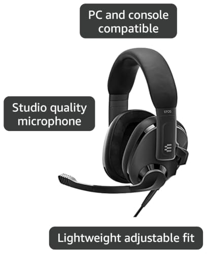 EPOS H3 Closed Acoustic Gaming Headset with Noise-Cancelling Microphone - Plug & Play Audio - Around The Ear - Adjustable, Ergonomic - for PC, Mac, PS4, PS5, Switch, Xbox - Onyx Black