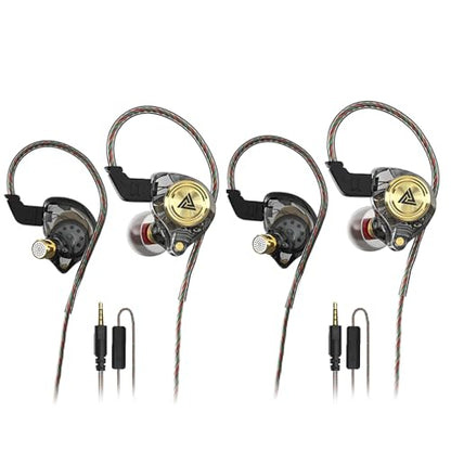 Wired Gaming Earbuds 2 Pack, Ak3file in Ear Monitors, Deep Bass Sound Wired Earbuds, HiFi in Ear Headphones with 1DD 10mm Dynamic Driver, IEM for Music Gaming Video Calling (Black+Black) - color: Black+Black