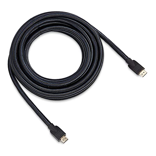 Amazon Basics Nylon-Braided HDMI 2.0 Cable, 25ft, 4K@60Hz, 18Gbps, 2160p, 48 bit, Compatible with TV/PS5/Xbox/Roku/Blu-ray, Ethernet Ready, Black & Blue - color: Black, size: 25 Feet (Pack of 1)