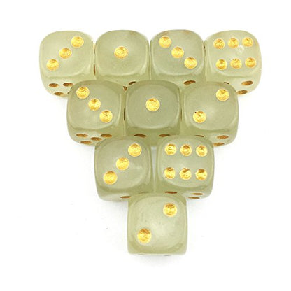 SmartDealsPro 10-Pack D6 Six Sided Glow in the Dark Dice Die for DND, MTG, RPG, Tenzi, Farkle, Yahtzee, Bunco, Teaching Math, Table Board Game (16mm Golden dots（10pcs）) - size: 16mm golden dots（10pcs）