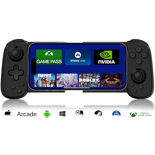 arVin Mobile Gaming Controller for iPhone 16/15/14/iPad/Android Phone/Tablet/Switch, PS Remote Player Gamepad for PS5/PS4/Xbox/PC, Wireless Joystick Play Cloud Gaming, Arcade Mfi Games, CODM, Roblox - color: Black, size: Standard Version(D6)