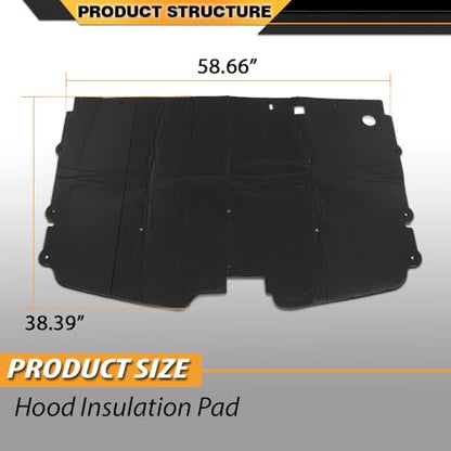 CNNELL Hood Insulation Pad 1/2" with Clips Compatible with 1988-1998 Chevy Truck C1500 K2500 3500 Black - style: 1988-1998 Chevy Truck